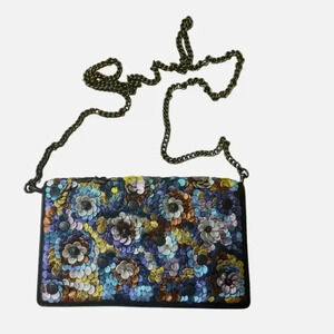 Coach Callie Foldover Chain Clutch With Leather Sequins NWT